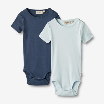 Wheat Main  2 Kurzarm Rippen-Bodies Timo Underwear/Bodies 4034 light blue navy