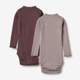 Wheat Main  2 Langarm Rippen-Bodies Lotta Underwear/Bodies 9581 purple fudge