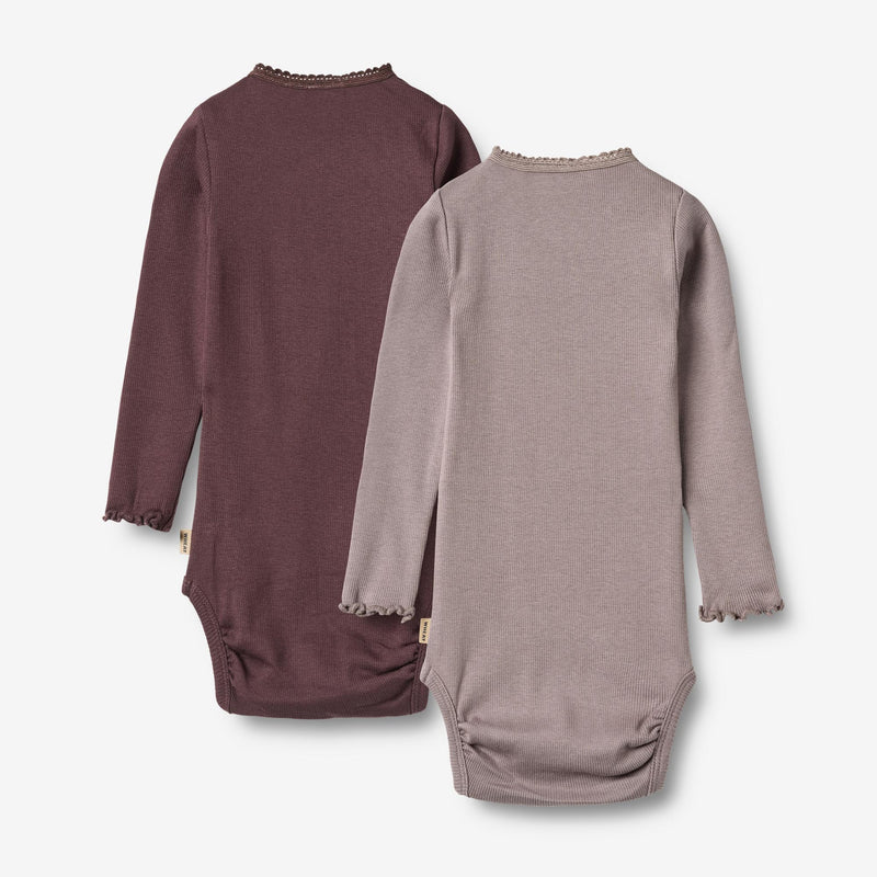 Wheat Main  2 Langarm Rippen-Bodies Lotta Underwear/Bodies 9581 purple fudge