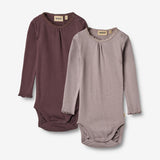 Wheat Main  2 Langarm Rippen-Bodies Lotta Underwear/Bodies 9581 purple fudge