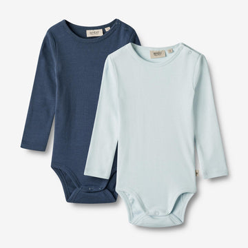Wheat Main  2 Langarm Rippen-Bodies Spencer Underwear/Bodies 4034 light blue navy