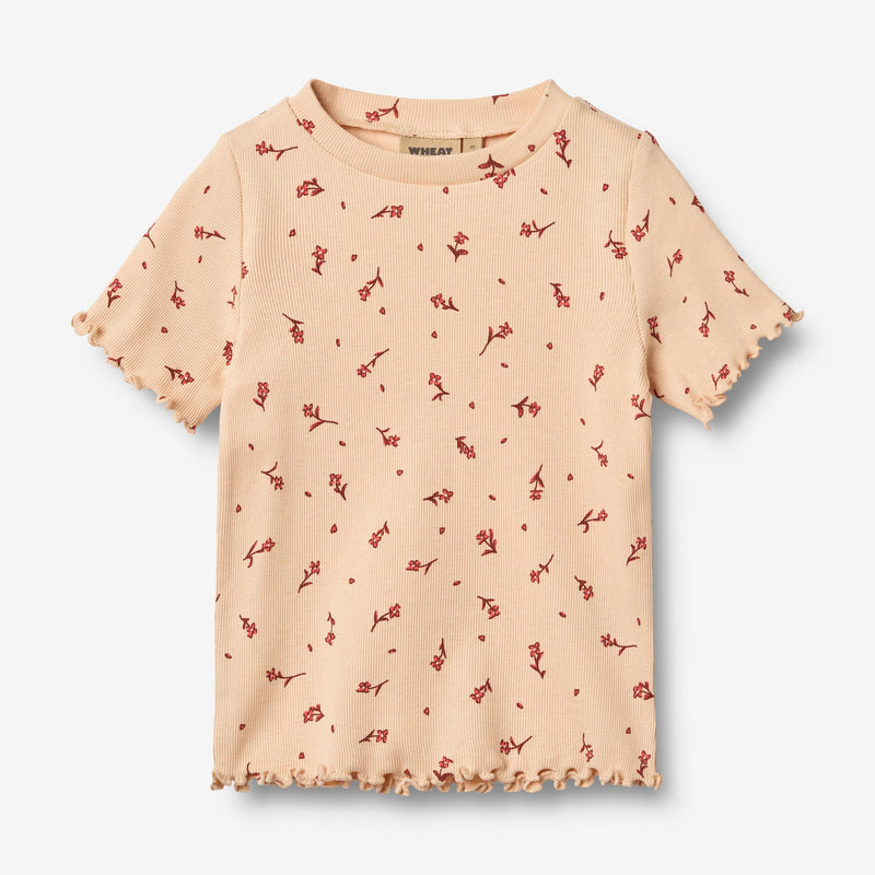 Wheat Main 2 Rib T-shirt S/S Alicia T-Shirt 9439 rose water flowers