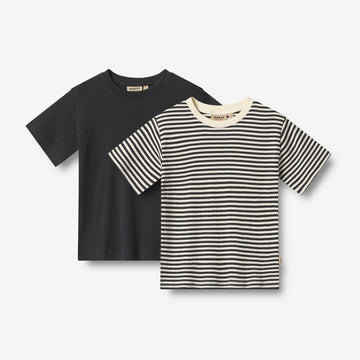 Wheat Main 2 Rippen T-Shirt S/S Fabian T-Shirt 9432 navy rib stripe
