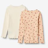 Wheat Main 2 Rib T-shirts L/S Ida T-Shirt 9439 rose water flowers