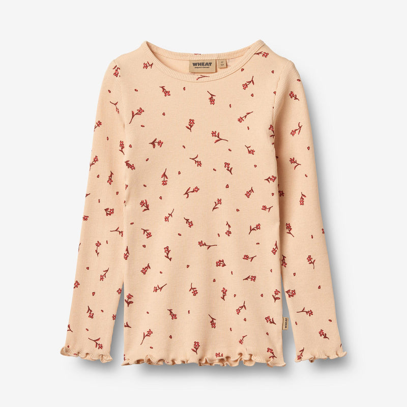 Wheat Main 2 Rib T-shirts L/S Ida T-Shirt 9439 rose water flowers