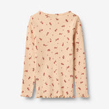 Wheat Main 2 Rib T-shirts L/S Ida T-Shirt 9439 rose water flowers