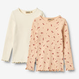Wheat Main 2 Rib T-shirts L/S Ida T-Shirt 9439 rose water flowers