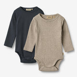 Wheat Main 2 Rippen Langarm Babybody Spencer Body 1432 navy
