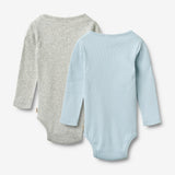 Wheat Main 2 Rippen Langarm Babybody Spencer Body 2703 summer sky