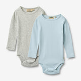 Wheat Main 2 Rippen Langarm Babybody Spencer Body 2703 summer sky