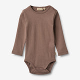 Wheat Main 2 Rippen Langarm Babybody Spencer Body 9582 soft rain brown