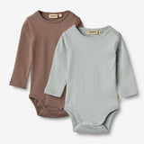 Wheat Main 2 Rippen Langarm Babybody Spencer Body 9582 soft rain brown