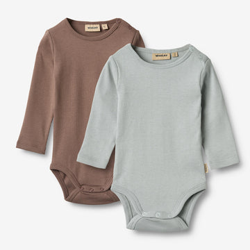 Wheat Main 2 Rippen Langarm Babybody Spencer Body 9582 soft rain brown