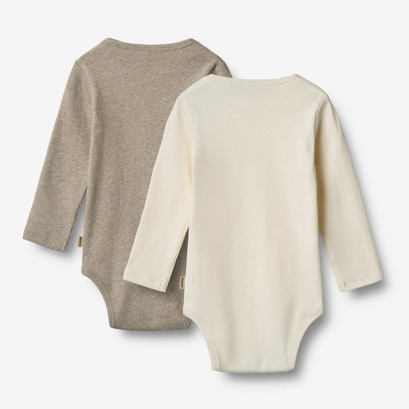 Wheat Main 2 Rippen-Body L/S Spencer Underwear/Bodies 0072 gravel melange