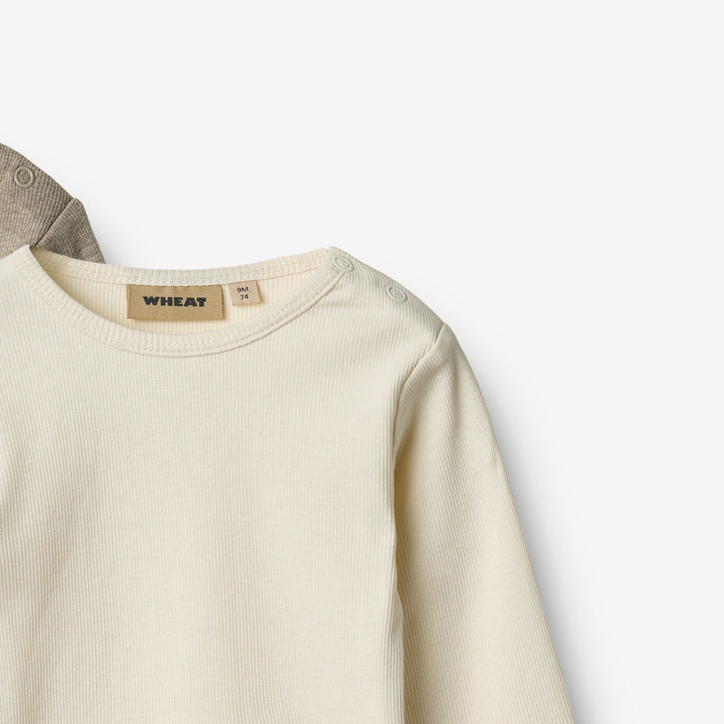 Wheat Main 2 Rippen-Body L/S Spencer Underwear/Bodies 0072 gravel melange