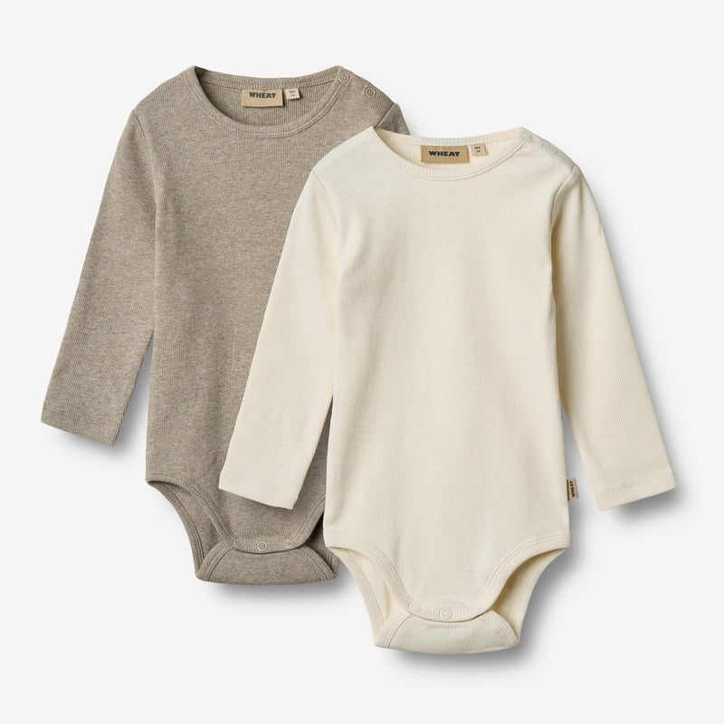 Wheat Main 2 Rippen-Body L/S Spencer Underwear/Bodies 0072 gravel melange