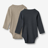 Wheat Main 2 Rippen Langarm Babybody Spencer Body 1432 navy