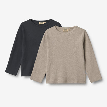 Wheat Main 2 Rippen-T-Shirt L/S Milo T-Shirt 1432 navy