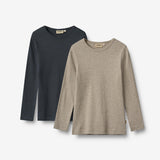 Wheat Main 2 Rippen-T-Shirt L/S Stig T-Shirt 1432 navy