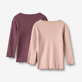 Wheat Main 2 Rippen T-Shirt L/S Ida T-Shirt 3118 eggplant