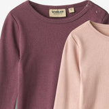 Wheat Main 2 Rippen T-Shirt L/S Ida T-Shirt 3118 eggplant