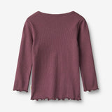 Wheat Main 2 Rippen T-Shirt L/S Ida T-Shirt 3118 eggplant