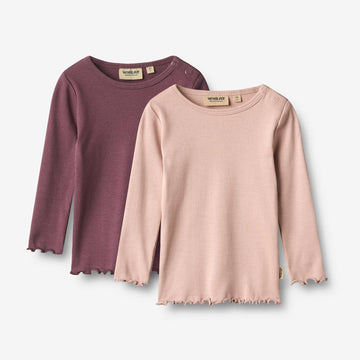 Wheat Main 2 Rippen T-Shirt L/S Ida T-Shirt 3118 eggplant