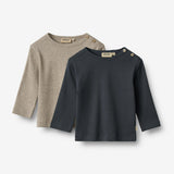 Wheat Main 2 Rippen T-Shirt L/S Milo T-Shirt 1432 navy