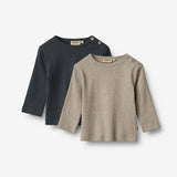 Wheat Main 2 Rippen T-Shirt L/S Milo T-Shirt 1432 navy