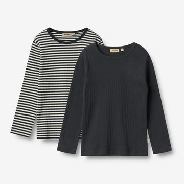 Wheat Main 2 Rippen T-Shirt L/S Stig Jersey Tops and T-Shirts 9432 navy rib stripe