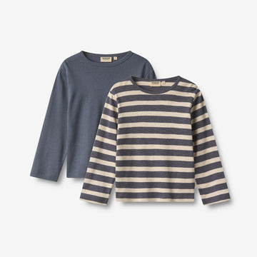 Wheat Main 2 T-Shirt L/S Milo T-Shirt 1309 greyblue stripe