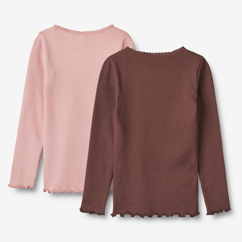 Wheat Main 2'er-Pack Langarm-T-Shirt Reese Jersey Tops and T-Shirts 1189 rose frost eggplant