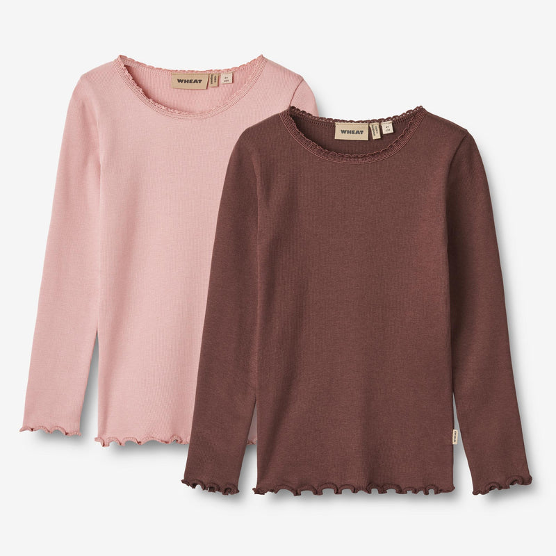 Wheat Main 2'er-Pack Langarm-T-Shirt Reese Jersey Tops and T-Shirts 1189 rose frost eggplant