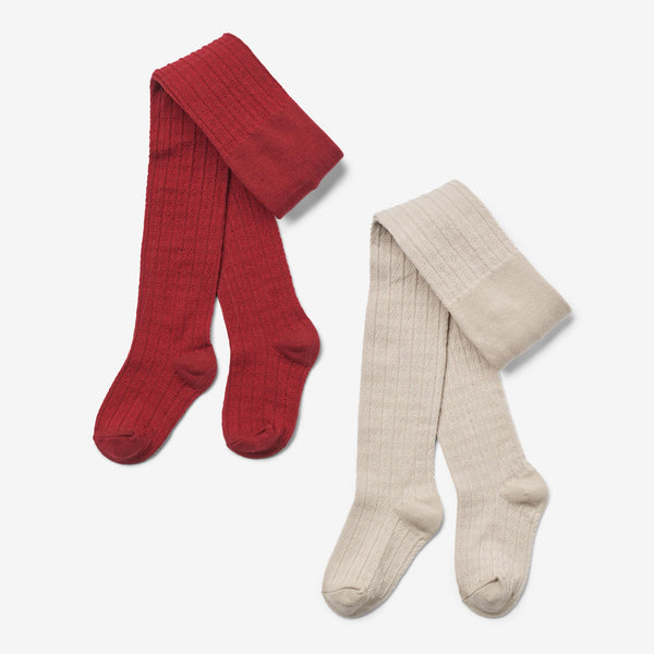 Wheat Main 2er-Pack Wolle Spitzenstrumpfhosen Karla Socks/Tights 2080 cherry red