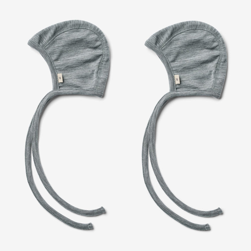 Wheat Wool 2er-Pack Merino Babymütze Billie Acc 0224 melange grey