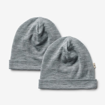 Wheat Wool 2er-Pack Wollmützen Emo Accessory 0224 melange grey
