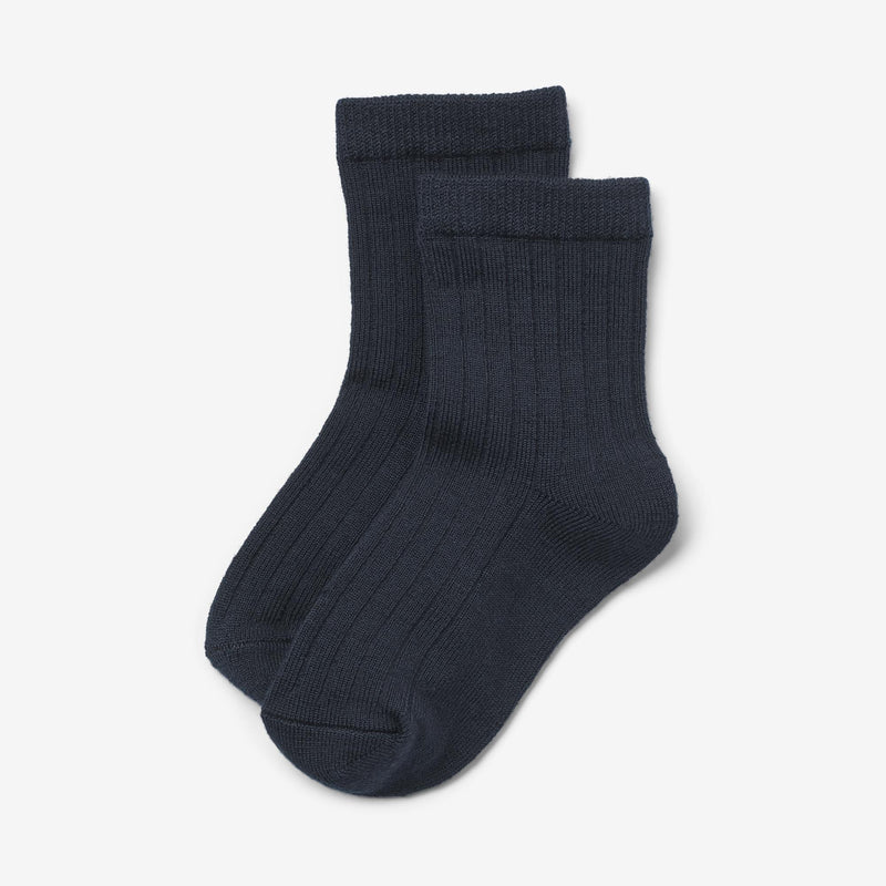 Wheat Main 2er-Pack Wollrippensocken Vilde Socks/Tights 1432 navy