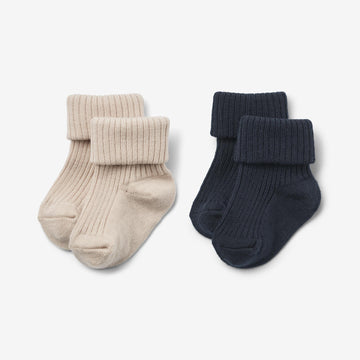 Wheat Main 2er-Pack Wollrippensocken Ziggy Socks/Tights 1432 navy