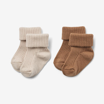 Wheat Main 2er-Pack Wollrippensocken Ziggy Socks/Tights 5073 caramel
