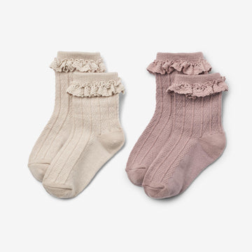 Wheat Main 2er-Pack Wollspitzen-Socken Nora Socks/Tights 1135 dry rose