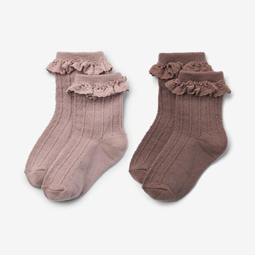 Wheat Main 2er-Pack Wollspitzen-Socken Nora Socks/Tights 3008 shadow brown