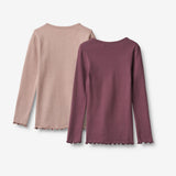 Wheat Main 2er-Pack langärmelige Ripp T-Shirts Ida T-Shirt 3118 eggplant