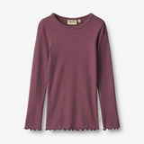 Wheat Main 2er-Pack langärmelige Ripp T-Shirts Ida T-Shirt 3118 eggplant