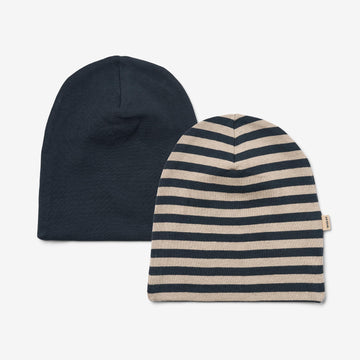 Wheat Main 2er-pack Baumwollmützen Aidan Accessory 1433 navy stripe
