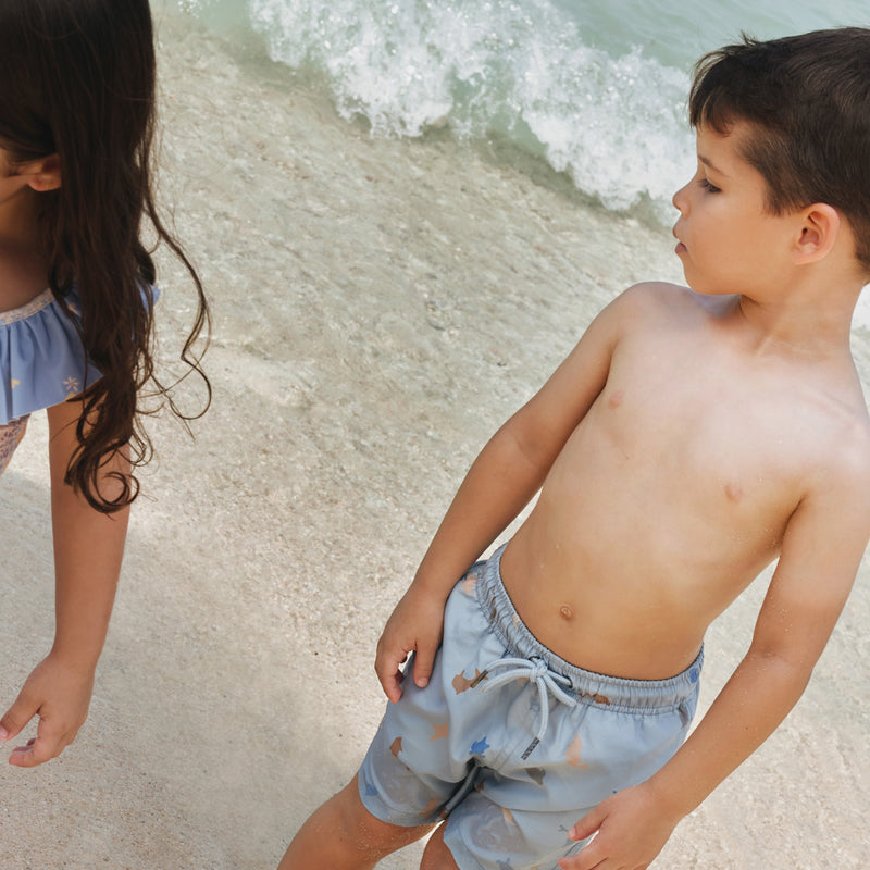 Wheat Main Badehose Hansi Shorts 1235 soft blue sea life