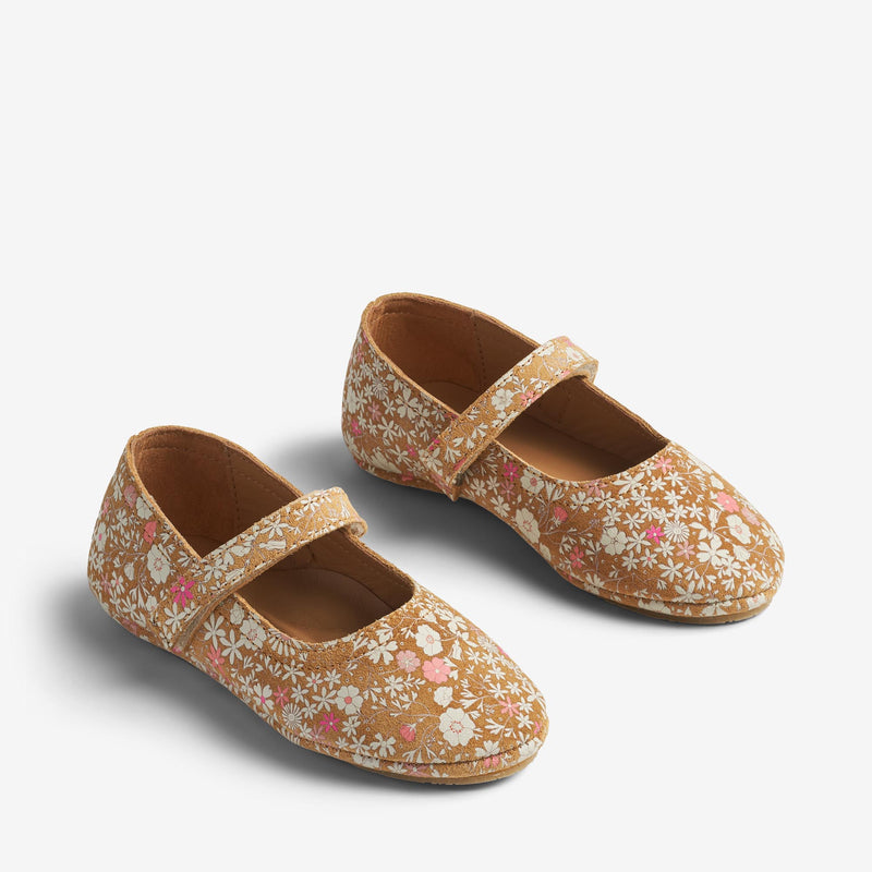 Wheat Footwear Ballerina-Tanz Ballerinas 9459 tan white flower