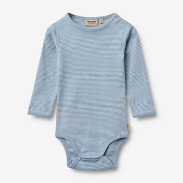 Wheat Main Langarm Babybody Berti Body 9641 faded blue stripe