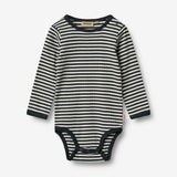 Wheat Main Langarm Babybody Berti Body 9432 navy rib stripe