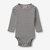 Wheat Main Langarm Babybody Berti Body 9432 navy rib stripe