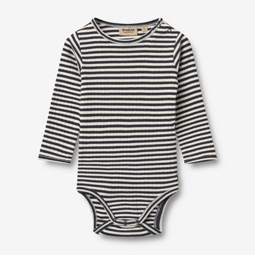 Wheat Main Langarm Babybody Berti Body 9432 navy rib stripe